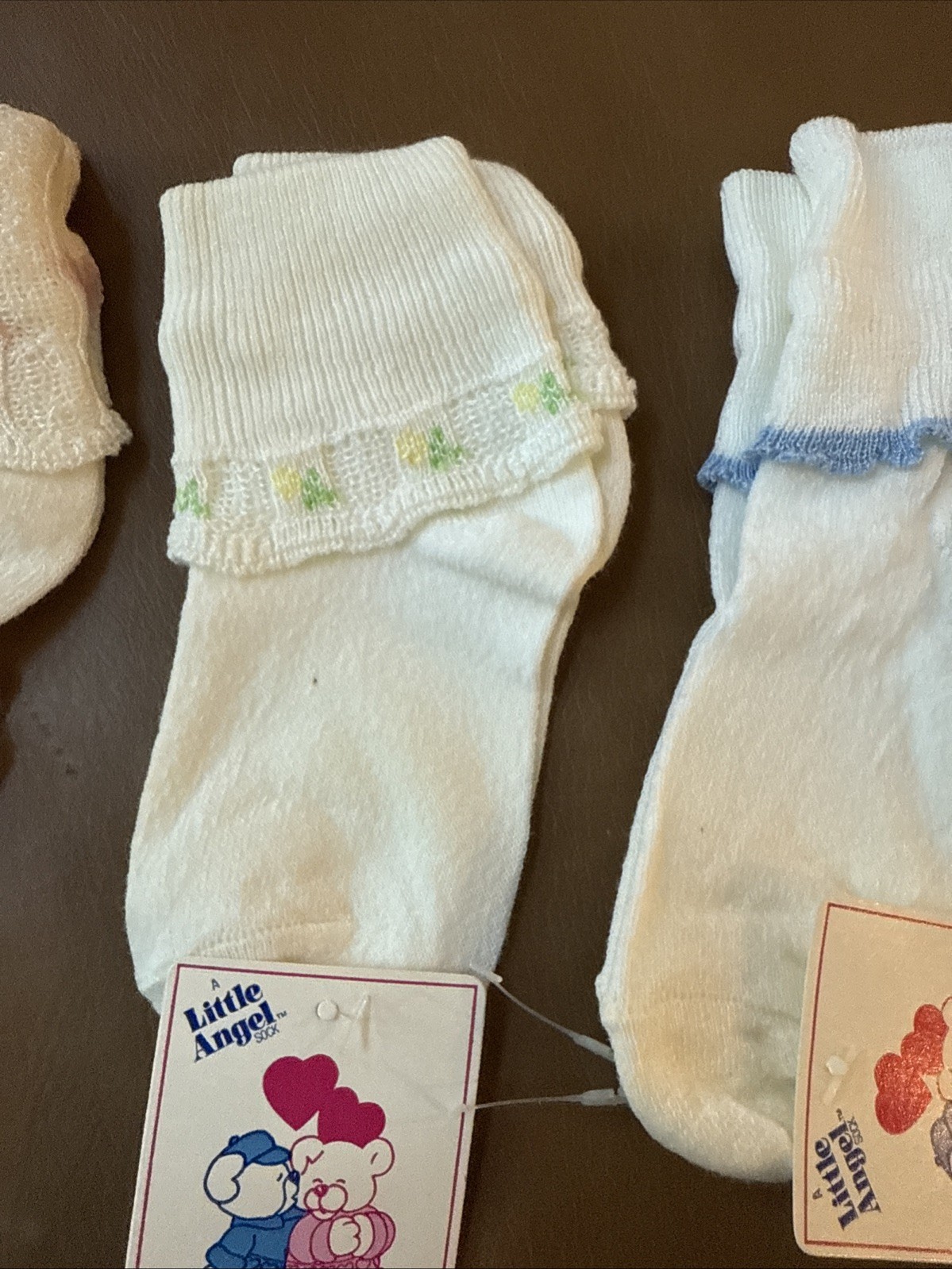 NOS 3 Pair Child’s 60’s Anklet Socks Cuff SZ 4-6 1/2 Nylon Cotton USA Made!