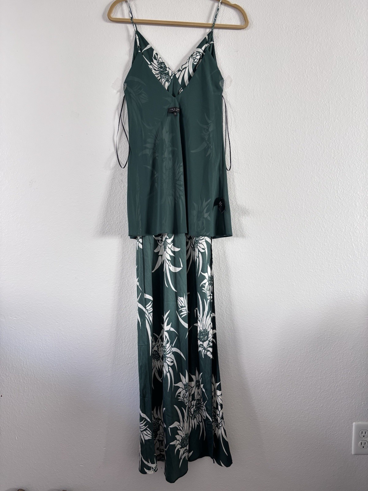 Rag and Bone Larissa Maxi Silk Slip Dress in Green Multi Size: 00