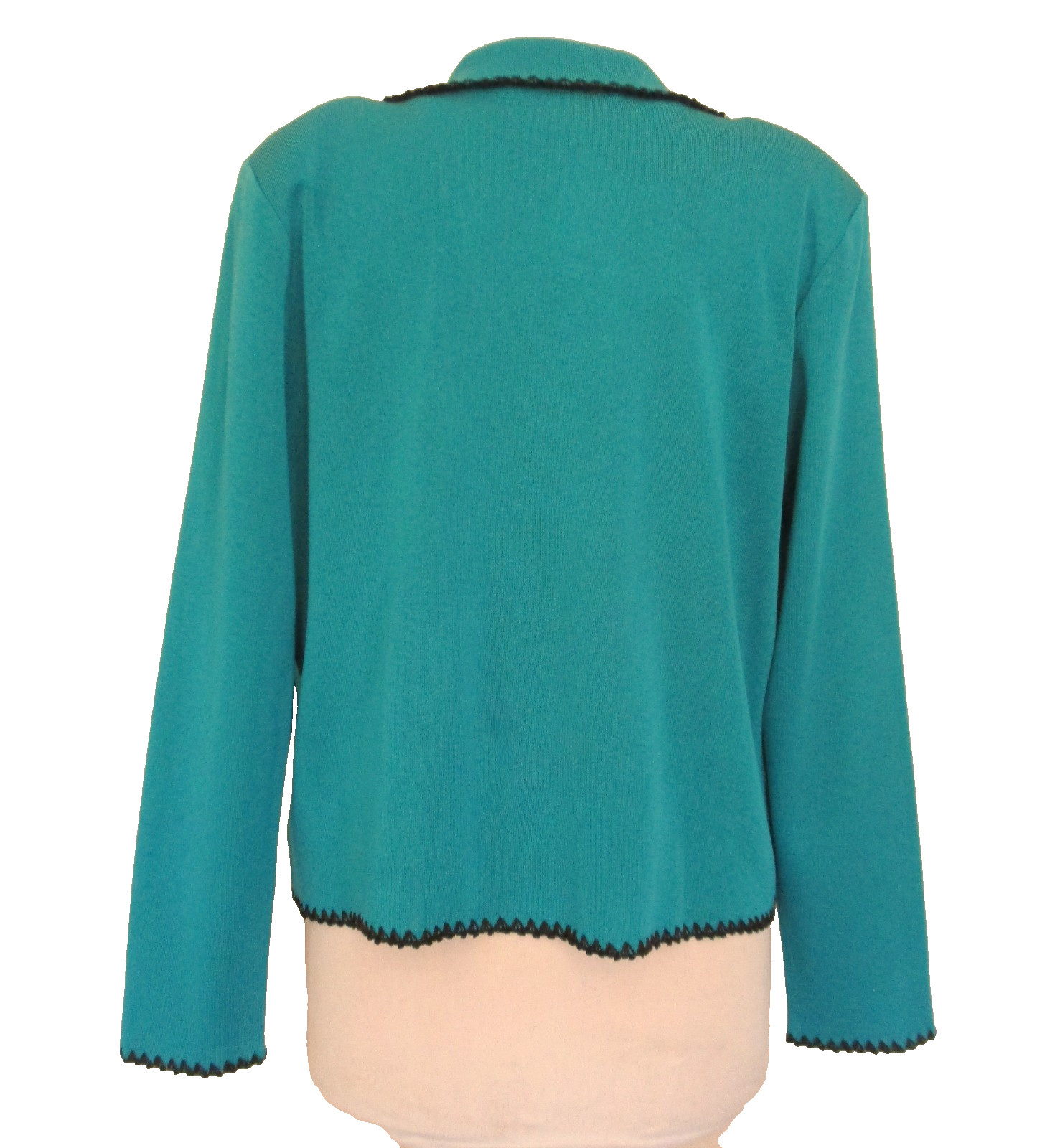 Ming Wang 2-Piece Twinset Turquoise Black Cardigan & Tank Knit S/M Women NWT