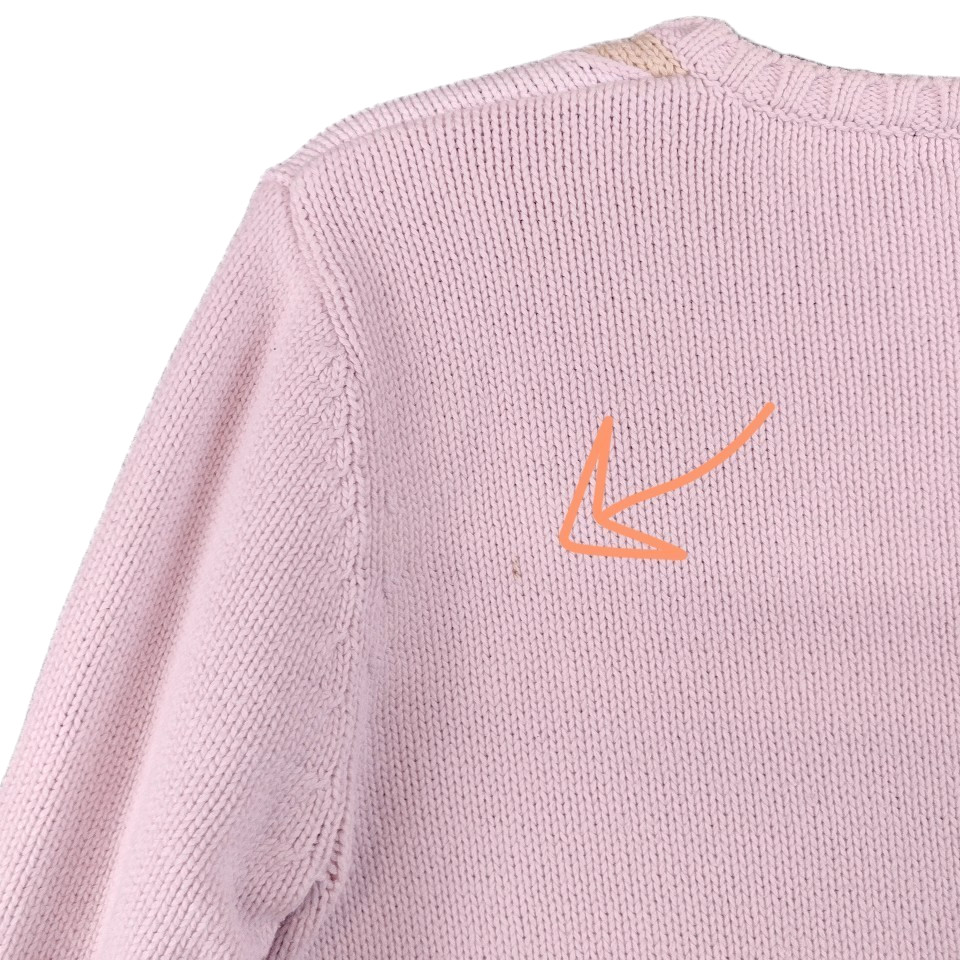 VTG IZOD Sweater Womens Small Preppy Pink Argyle V Neck 100% Cotton Long Sleeve