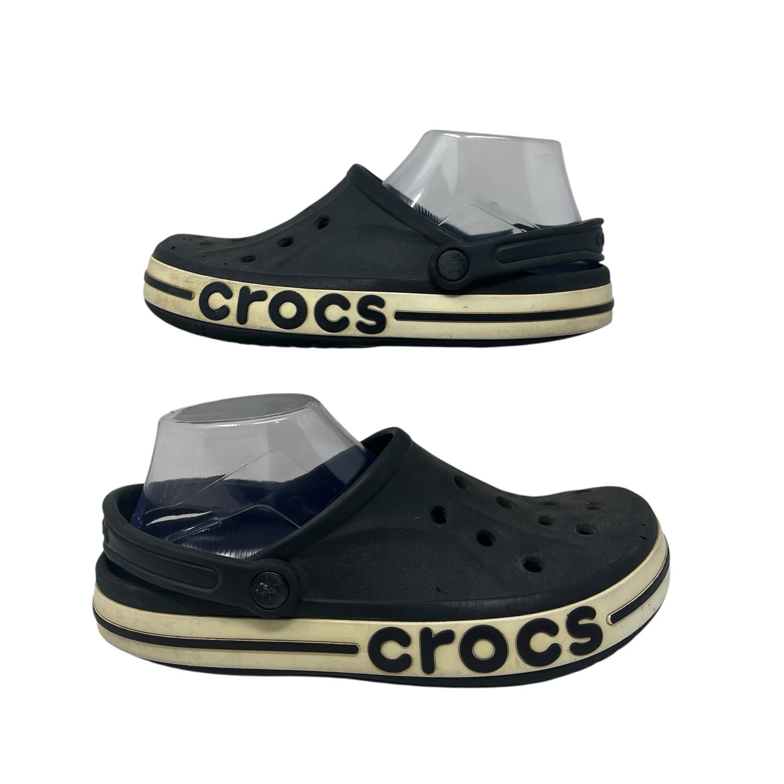 Crocs Men’s 7 and Women’s 9 Shoes – Black Bayaband Clogs, Slip On Water Shoes