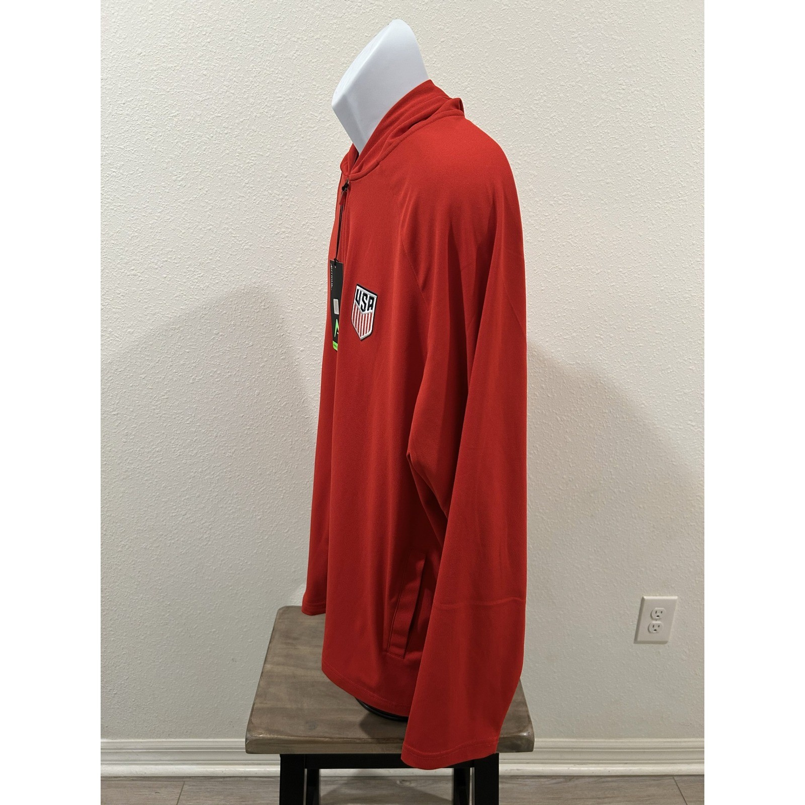 Antigua USA Soccer Full Zip Hooded Jacket Mens 2XL Red Lightweight Performance
