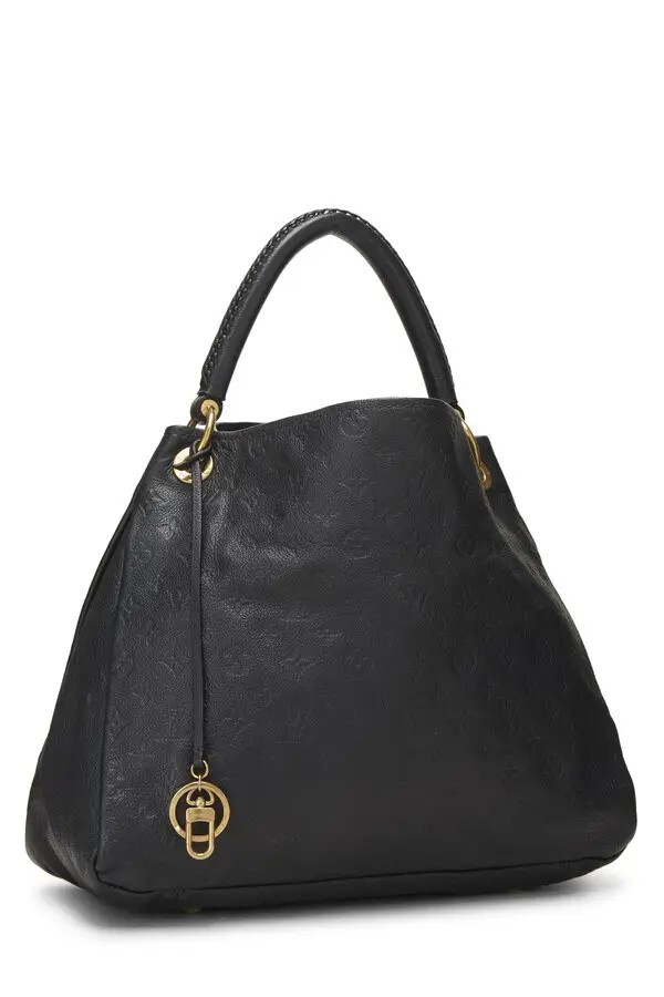 Louis Vuitton Black Monogram Embossed Large Satchel Zip Gold Hardware Dust Bag