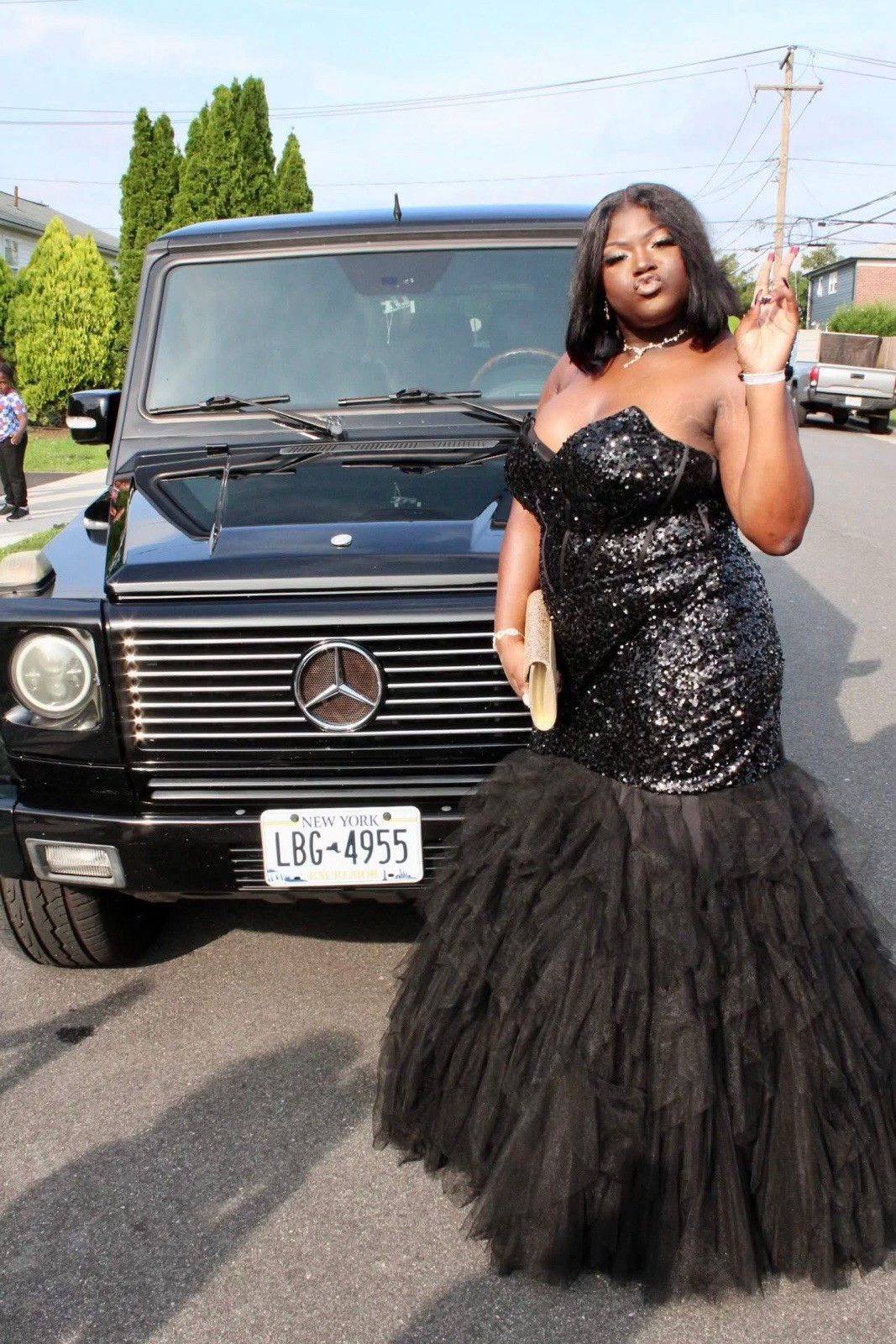 Women’s Black Strapless Sweetheart Sequin Ruffle Mermaid Gown Long Plus 18