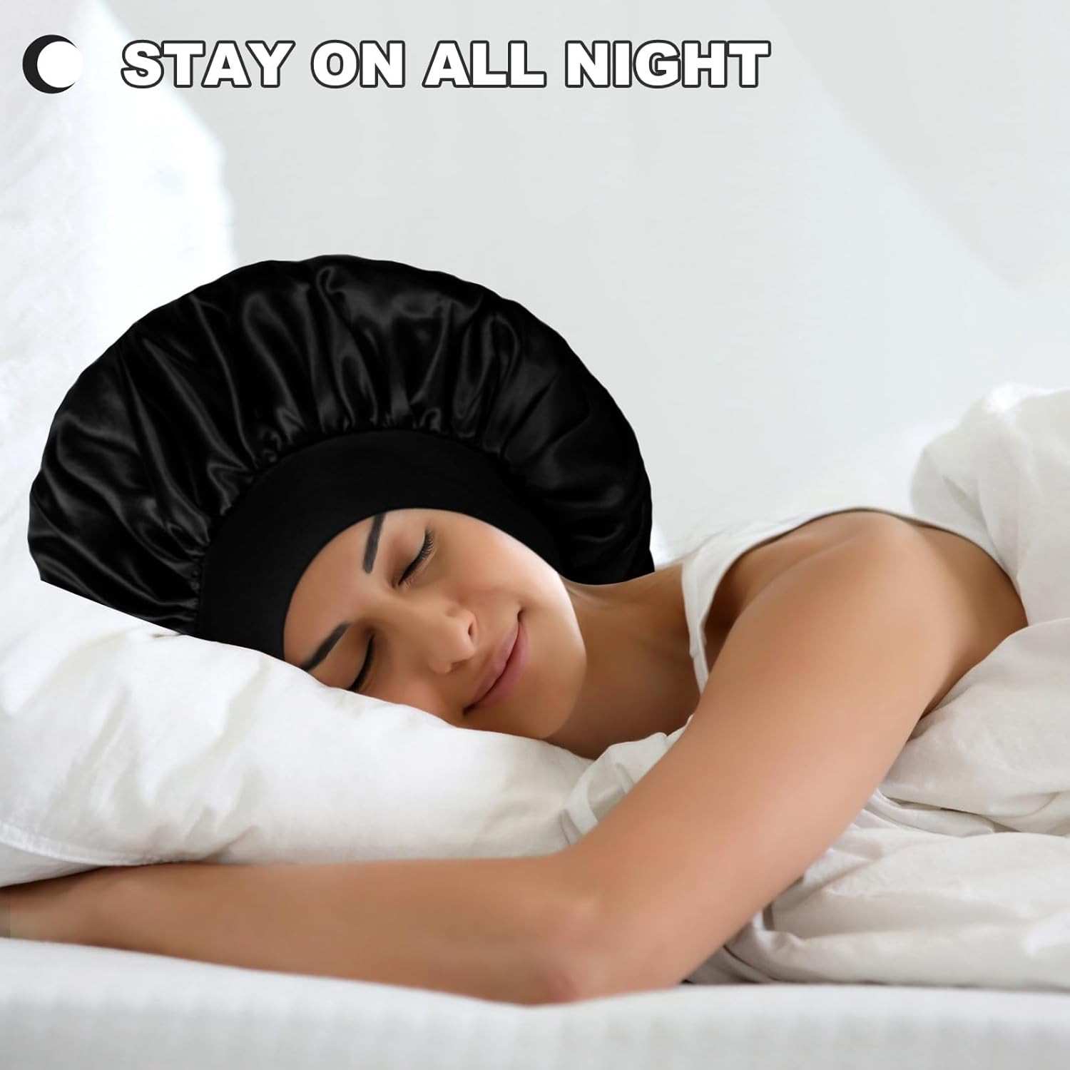 Extra Large Satin Bonnet Hair Cap, 17Inches Silk Bonnet for Sleeping, Jumbo Silk