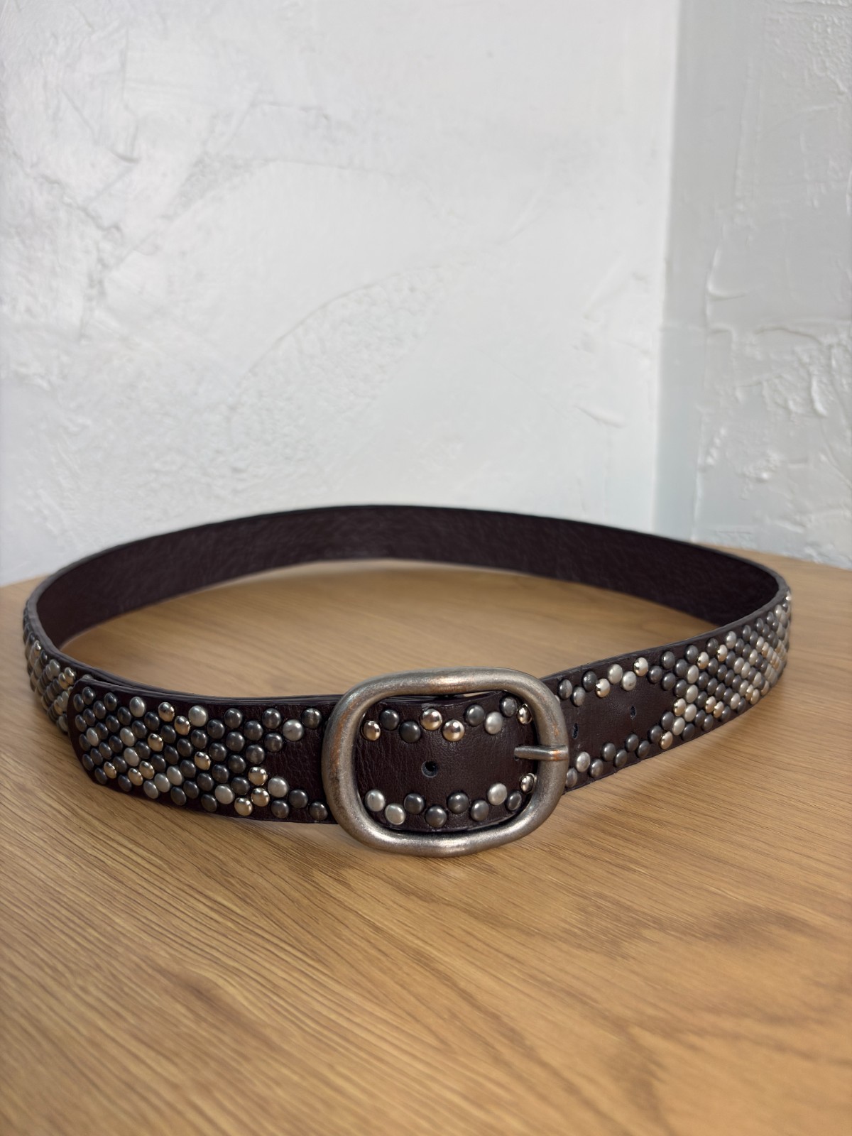 Studded 90’s Y2K Belt Womens Large Mixed Metals Black Biker Rocker Punk Metal 14