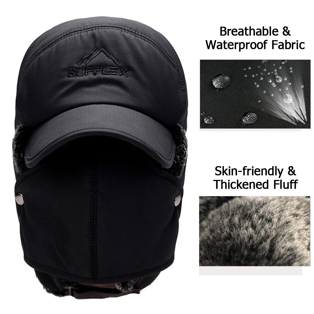 Men Winter Aviator Trapper Hat Warm Ear Flap Snow Ski Elmer Face Mask Hood Cap