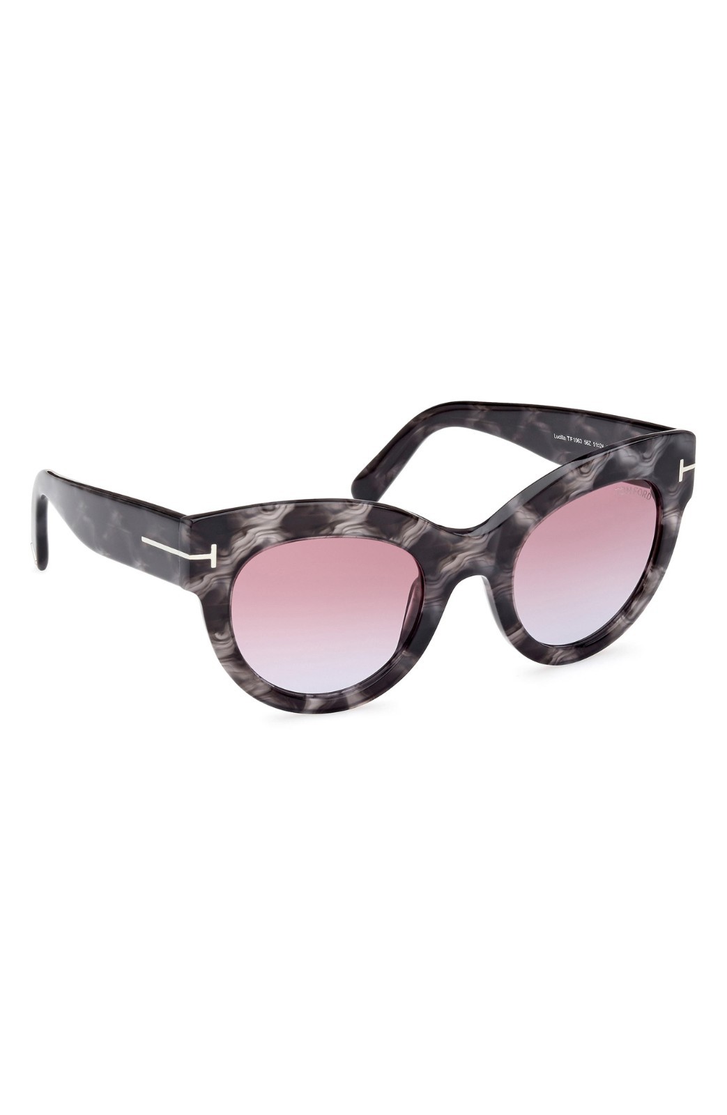 Tom Ford Lucilla Cat Eye Sunglasses Gray Marbled Frame Pink Gradient UV400