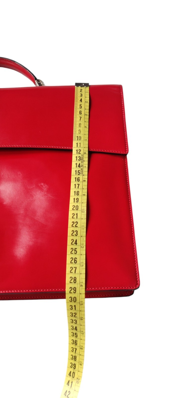Vintage 1996 Celine Briefcase Red Leather Silver Folder Bag MC96 Luxury