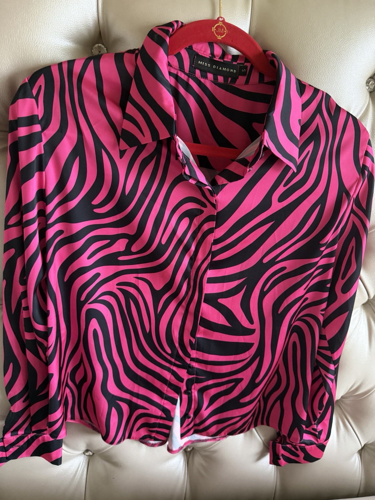 Miss Diamond Designer Statement Zebra Blouse Satin S