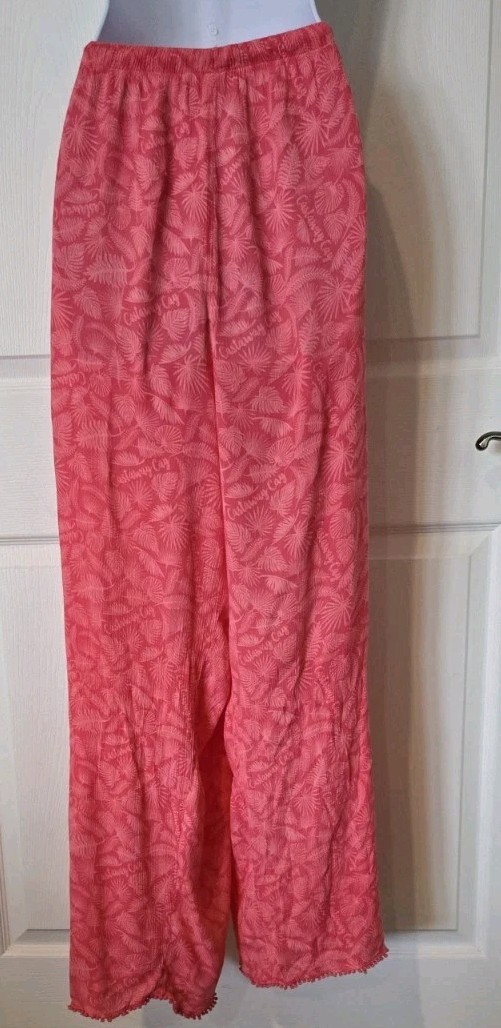 Disney Cruise Line Coral Leaf Wide Leg Elastic Drawstring Pants Sz XL