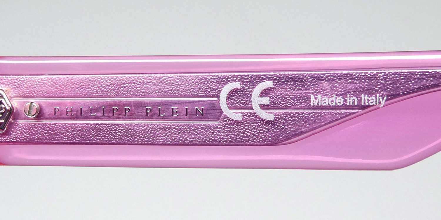 NEW PHILIPP PLEIN SPP044 PLEIN DARK SHAPES SUNGLASSES PINK SQUARE FULL-RIM 03GB