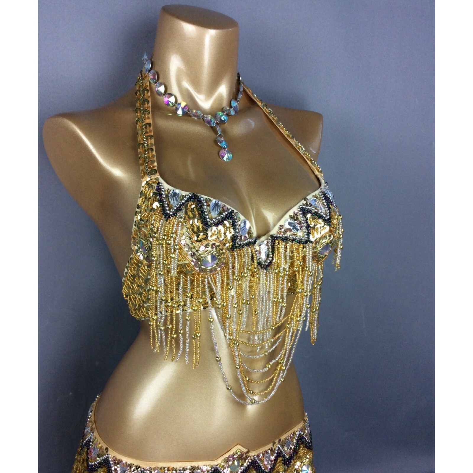 Beaded Samba RAVE EDC Party Carnival Belly Dance Costume Bra Belt 13 Colors