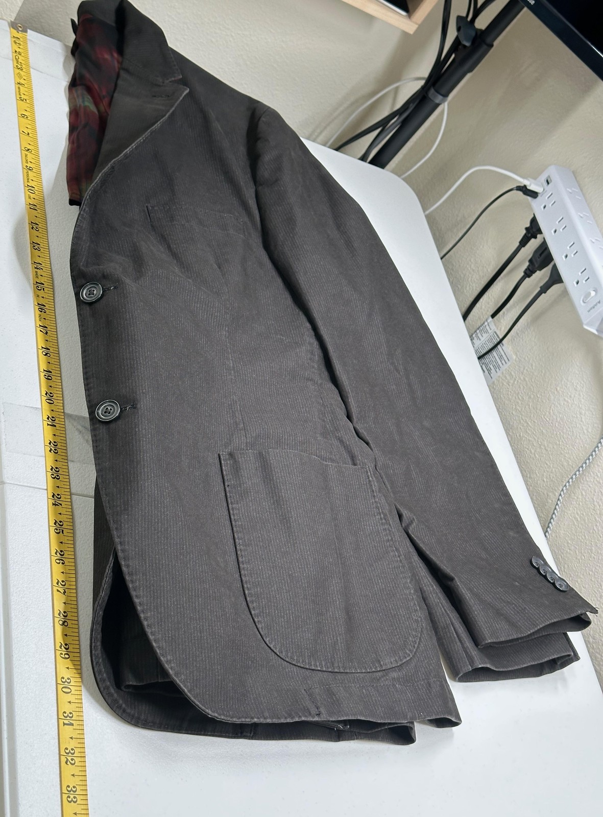 Kroon Blazer Men 44R Gray Bono Wash Jacket Sport Coat Cotton Smart Casual Office