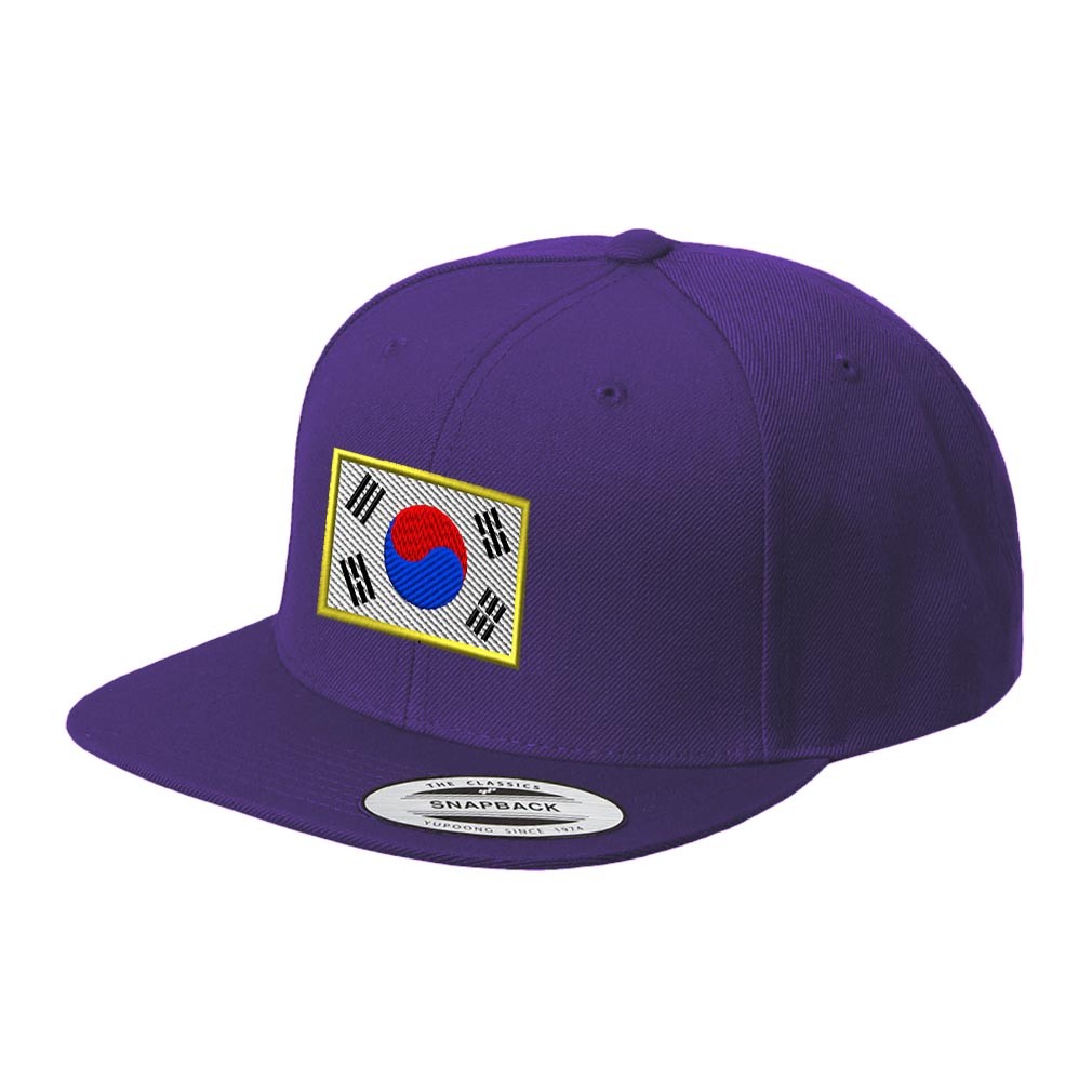 South Korea Embroidered Flat Visor Snapback Hat