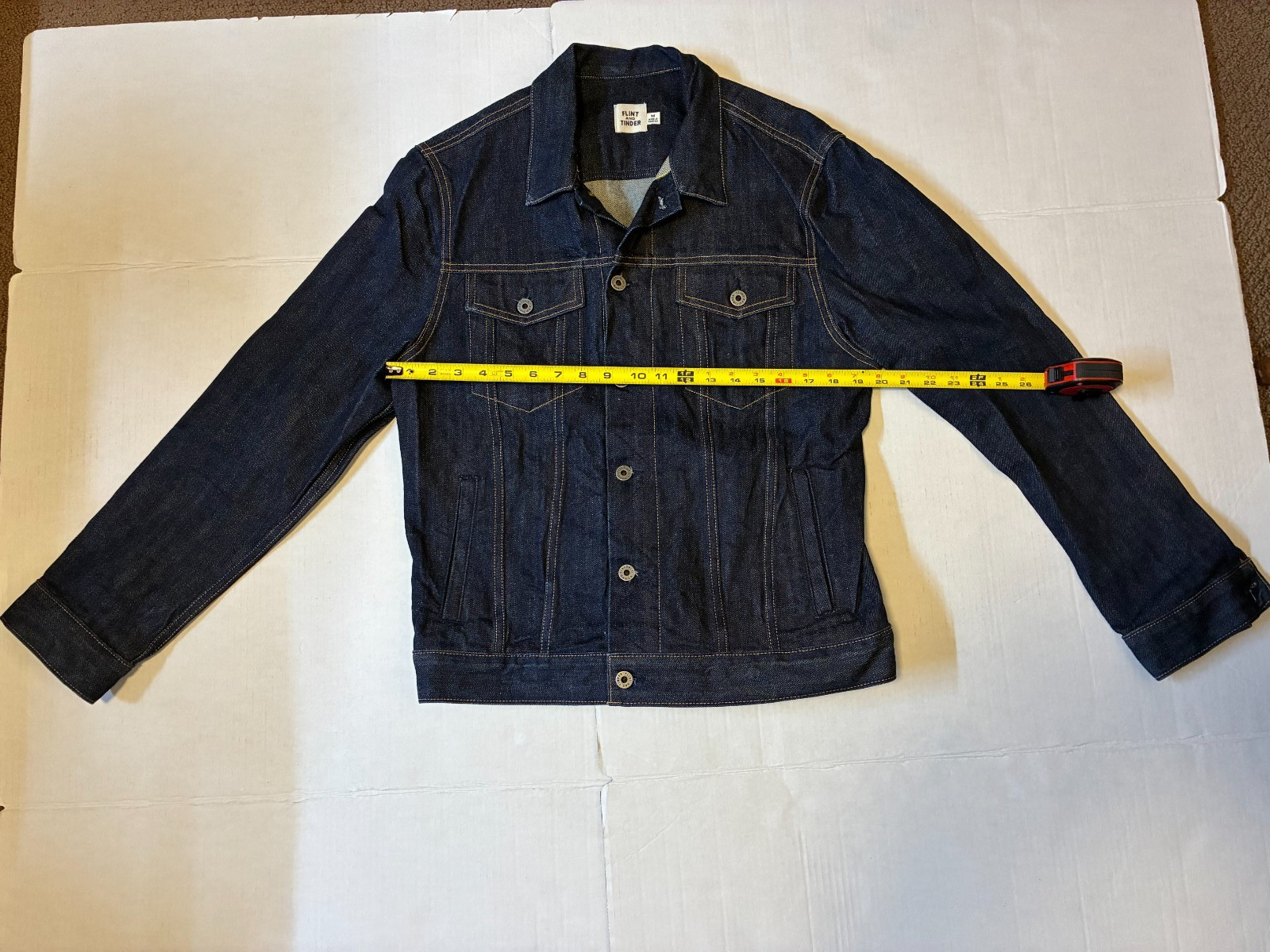 Flint And Tinder Denim Trucker Jacket Adult Medium Black Huckberry Made In USA