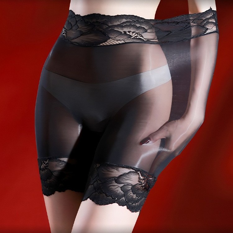 Oil Glossy Shiny Lace Sheer Transparent Underwear Seamless Elastic Panties Brief