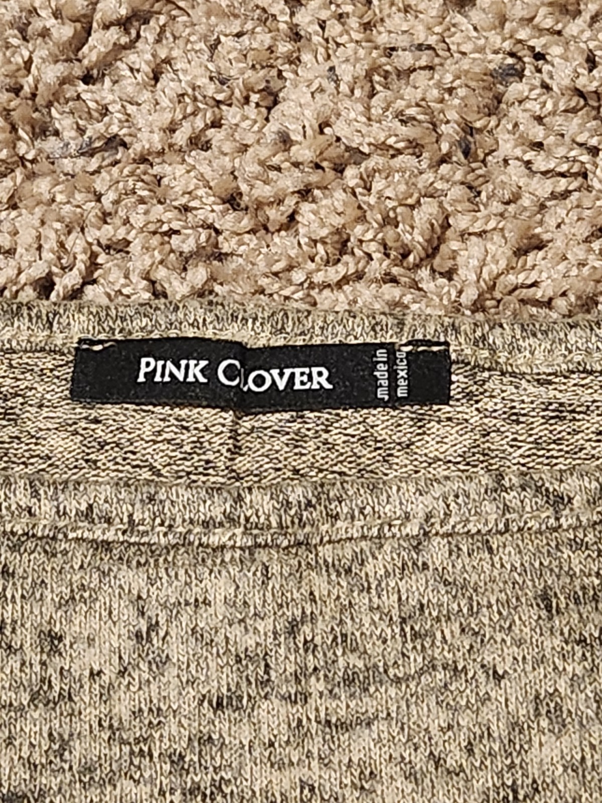 Pink Clover Pullover Women L Brown Marl Top Elbow Patch Button Detail Knit Large