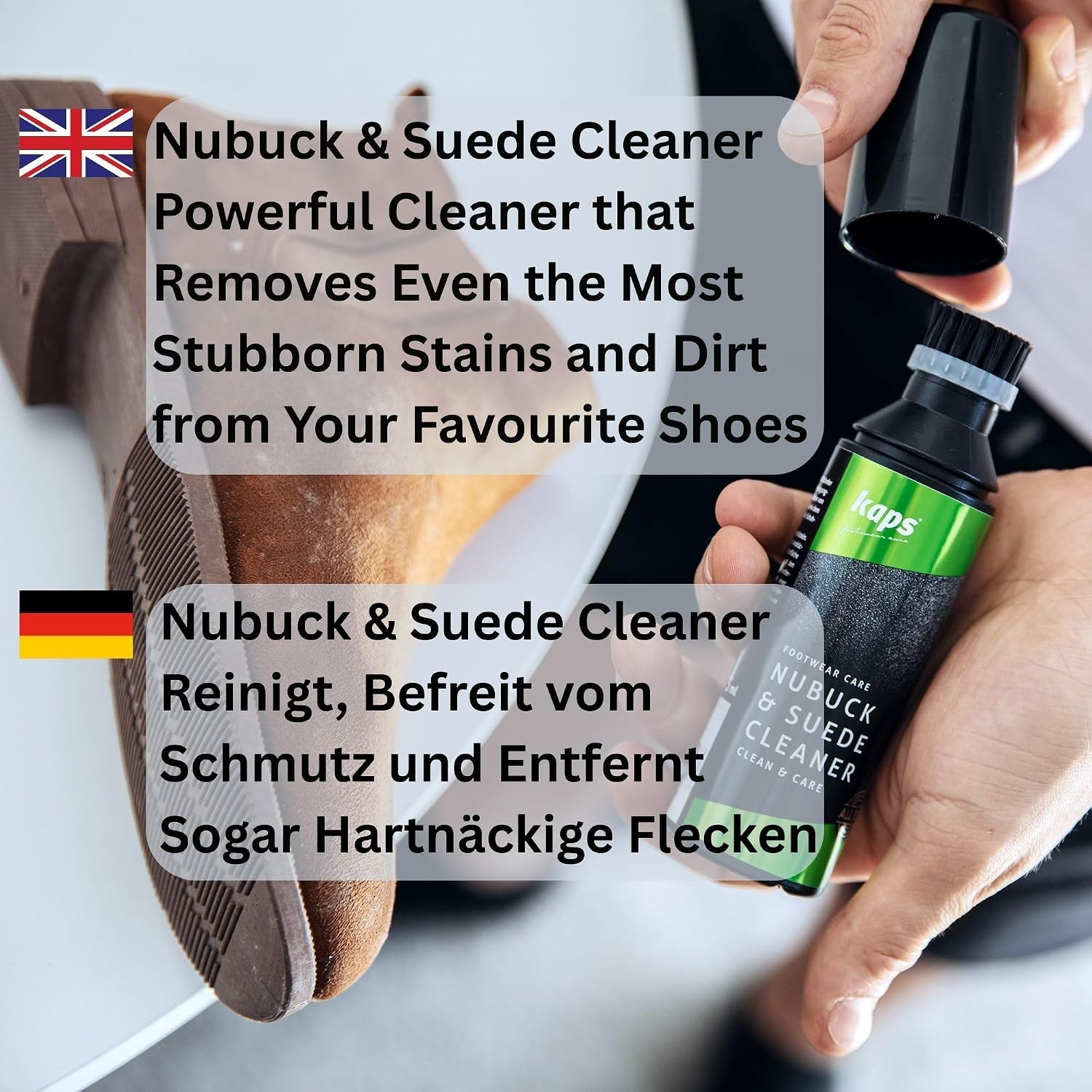 Versatile Nubuck & Suede Cleaner – 75ml, All-Color Applicator with Cloth & Brush