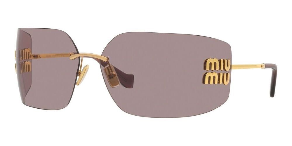 Miu Miu Sunglasses MU 54YS Gold Light Purple Brown 5AK0/6I Women Logo AUTHENTIC