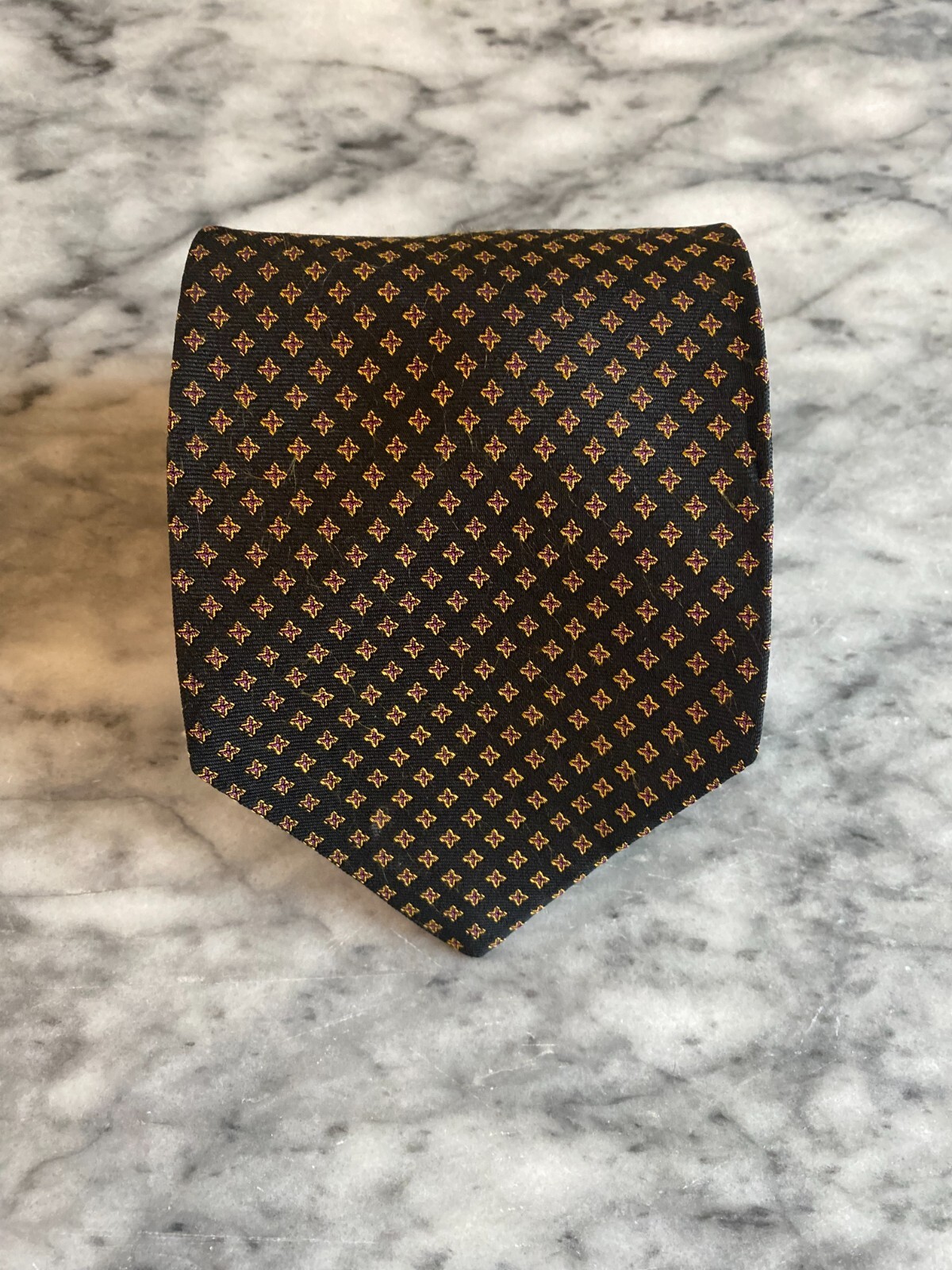 Harold Powell Men’s 100% Silk Jacquard Navy Geometric Print Necktie~3.75″ J115