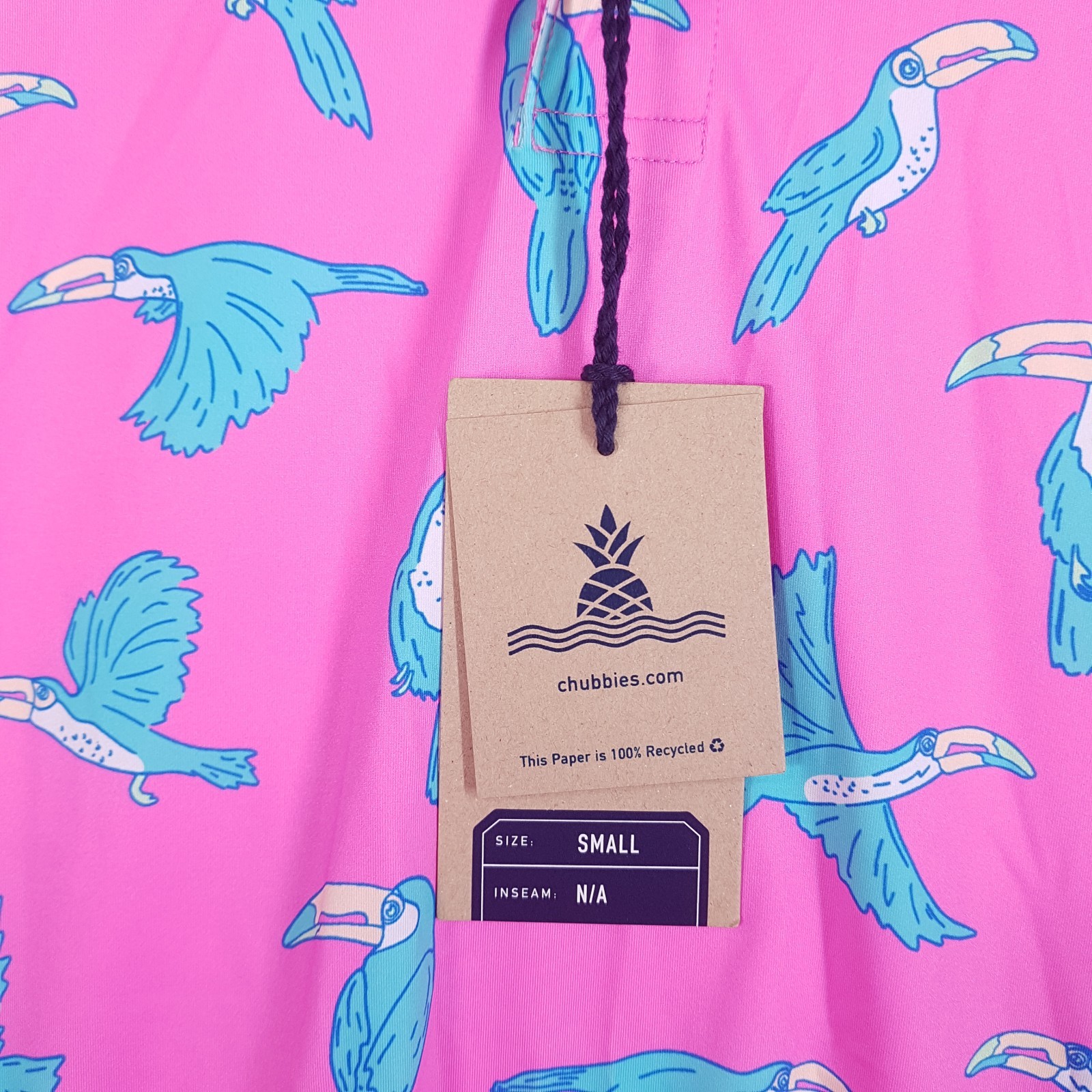 CHUBBIES The Toucan Do It Performance 2.0 Golf Polo Shirt Mens SMALL Pink