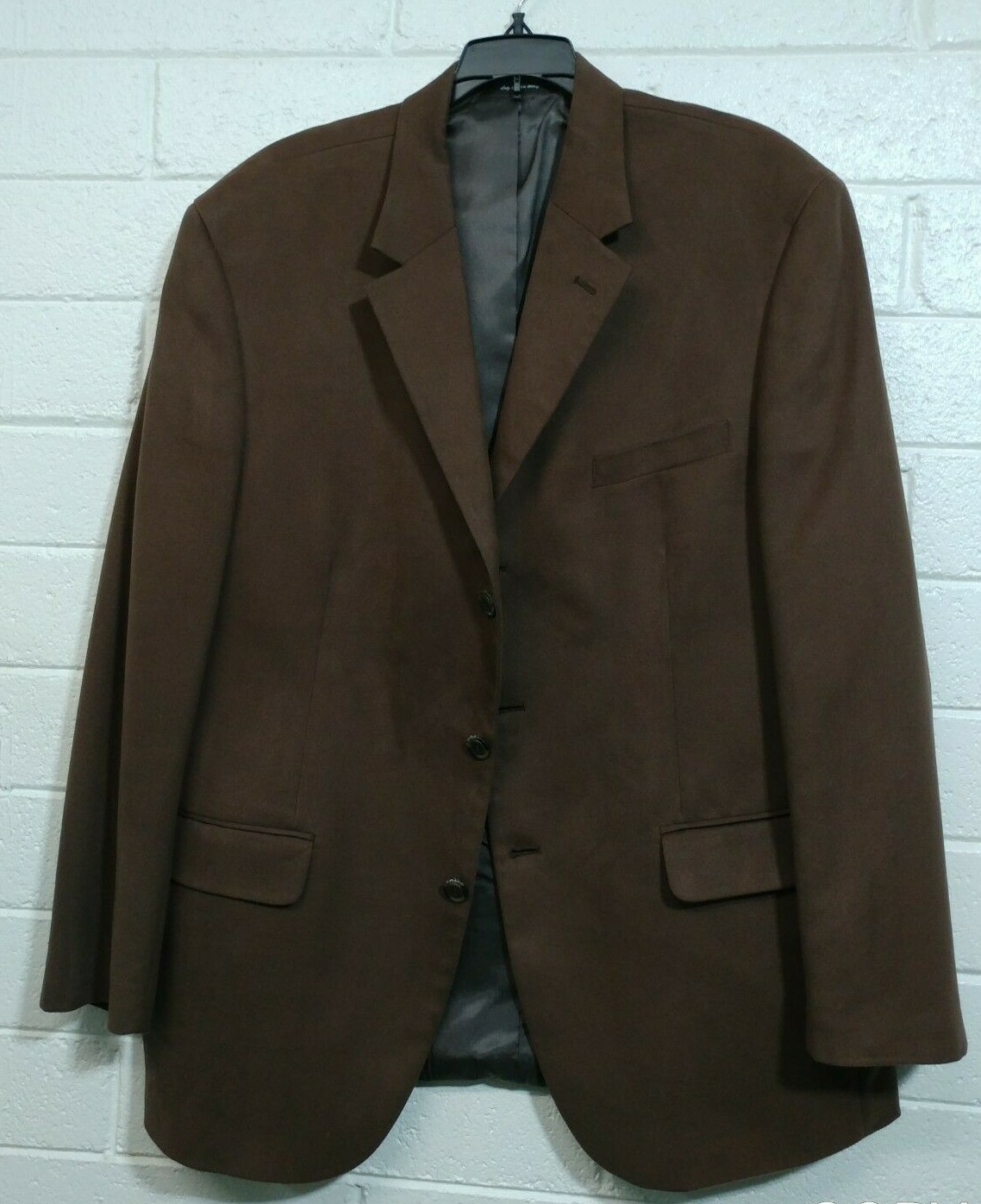MEN’S ANDREW FEZZA FUSION BLAZER SUIT JACKET Size 44R Brown Faux Suede 3 buttons