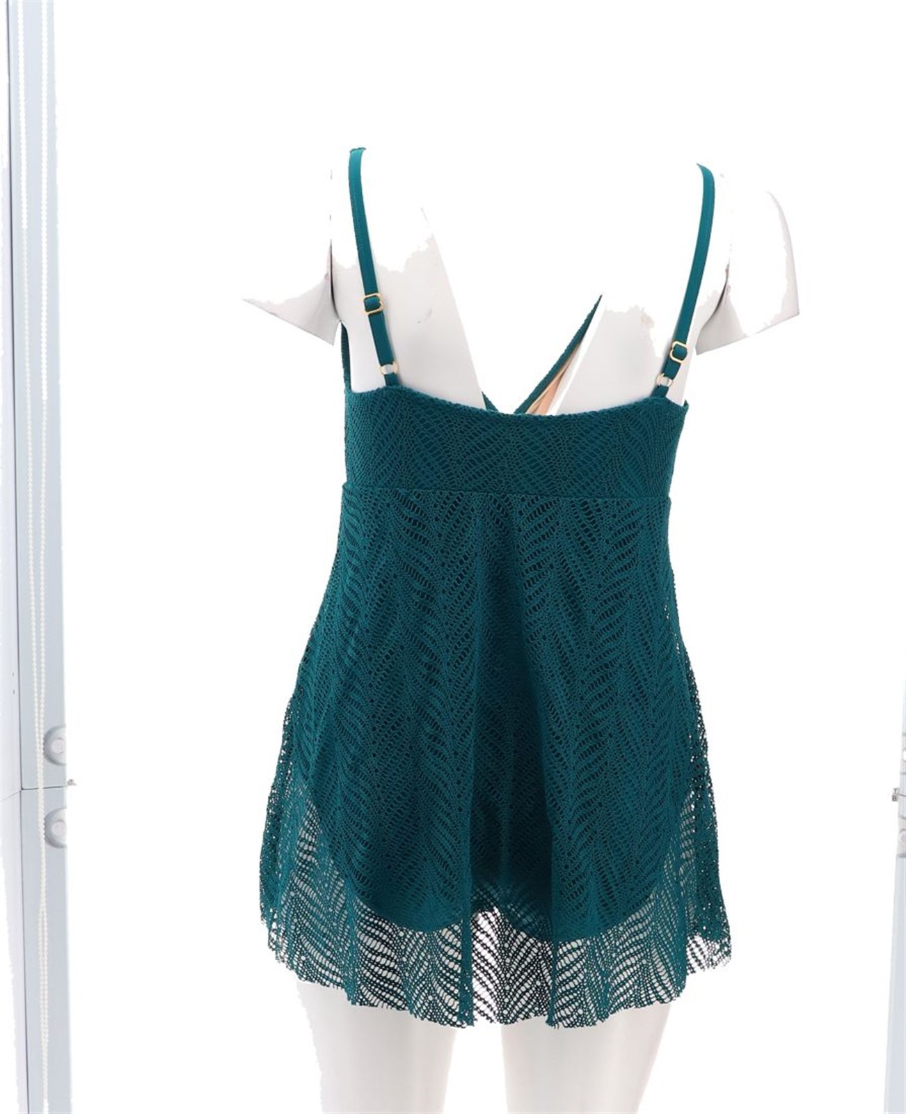 Kim Gravel Swimsuits All Swim Dress Crochet Overlay Moroccan Blue 14 NWOT (461)