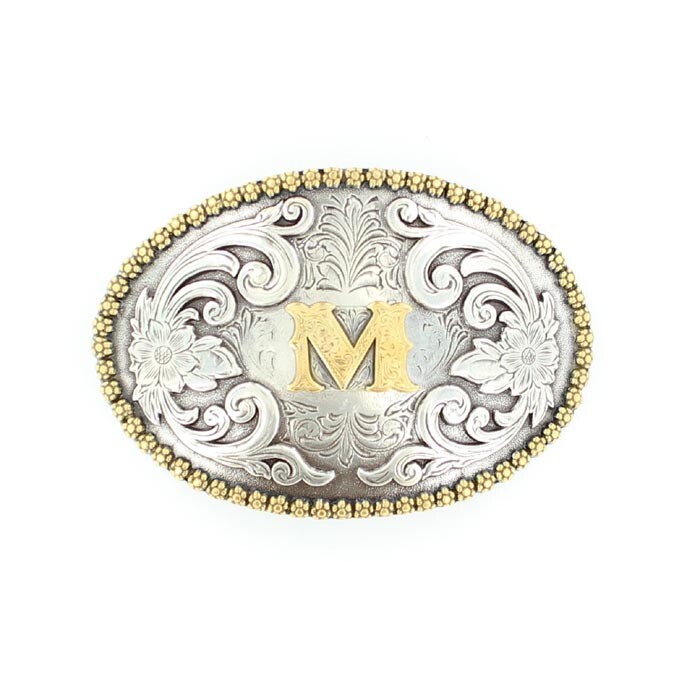 Nocona Antique Scroll & Initial Oval Belt Buckle 37072