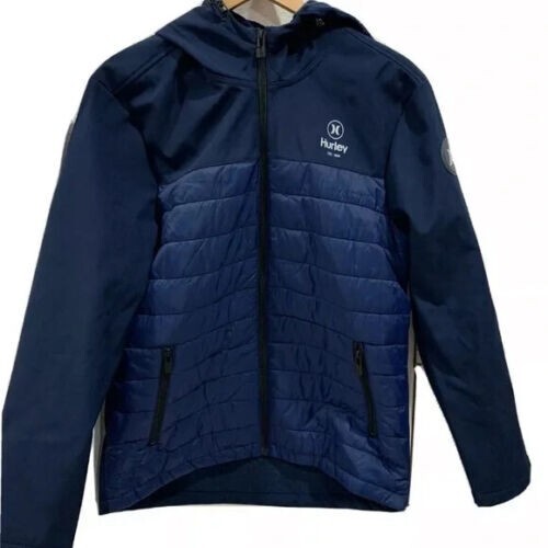 Hurley Men’s Blue Softshell Quilted Wind Resistant 3 Layer Fabric Jacket 2X XXL