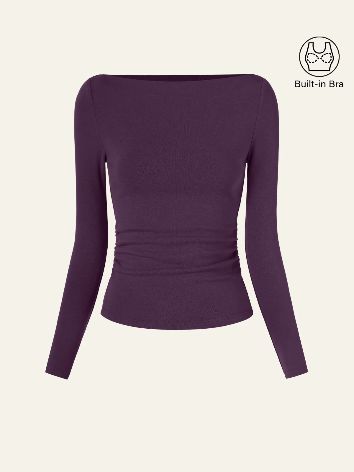OGL Modern Side Ruched Boatneck Bra Top