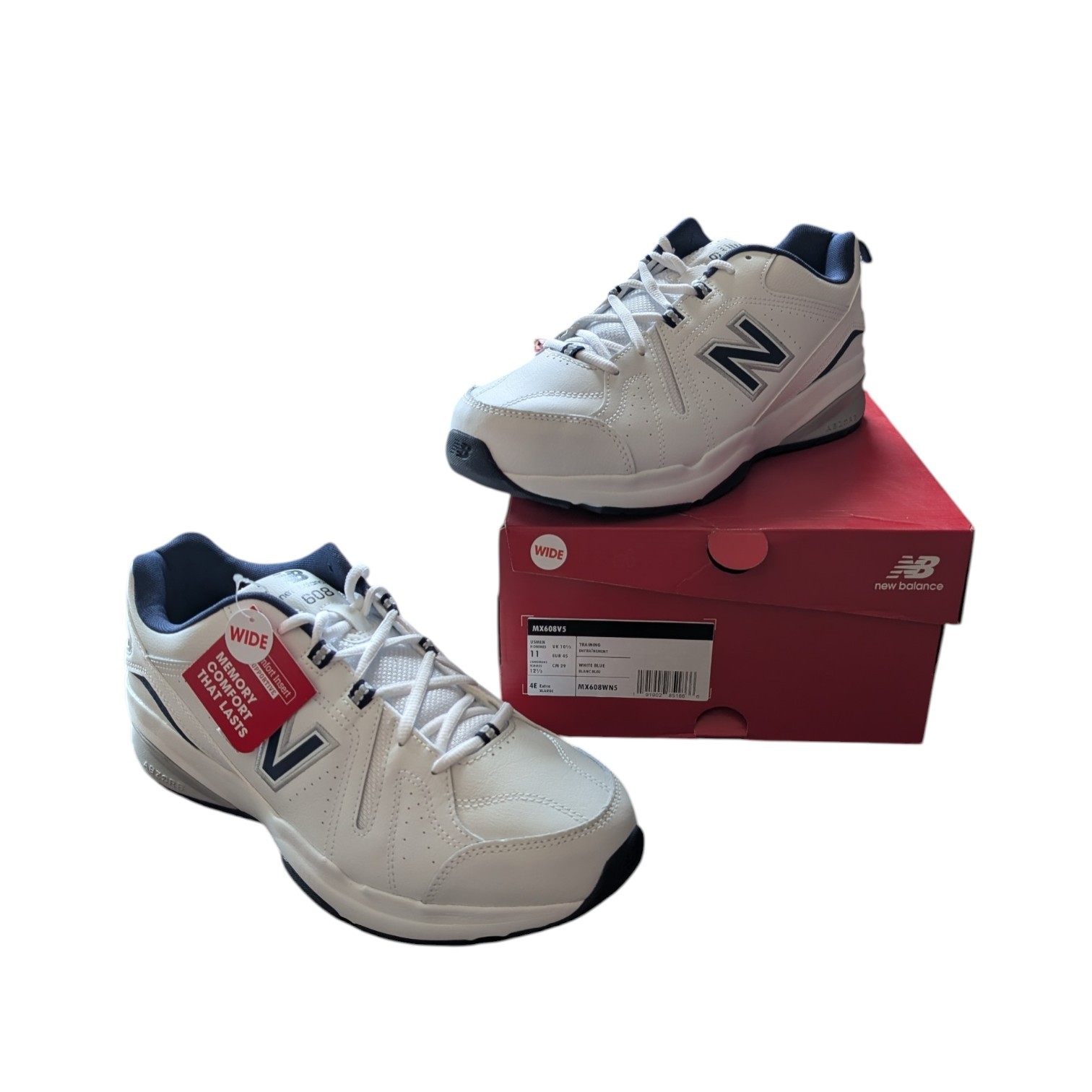 New Balance Men’s 608v5 Sneakers White Blue Dad Y2K Size 11 4E Extra Wide NEW