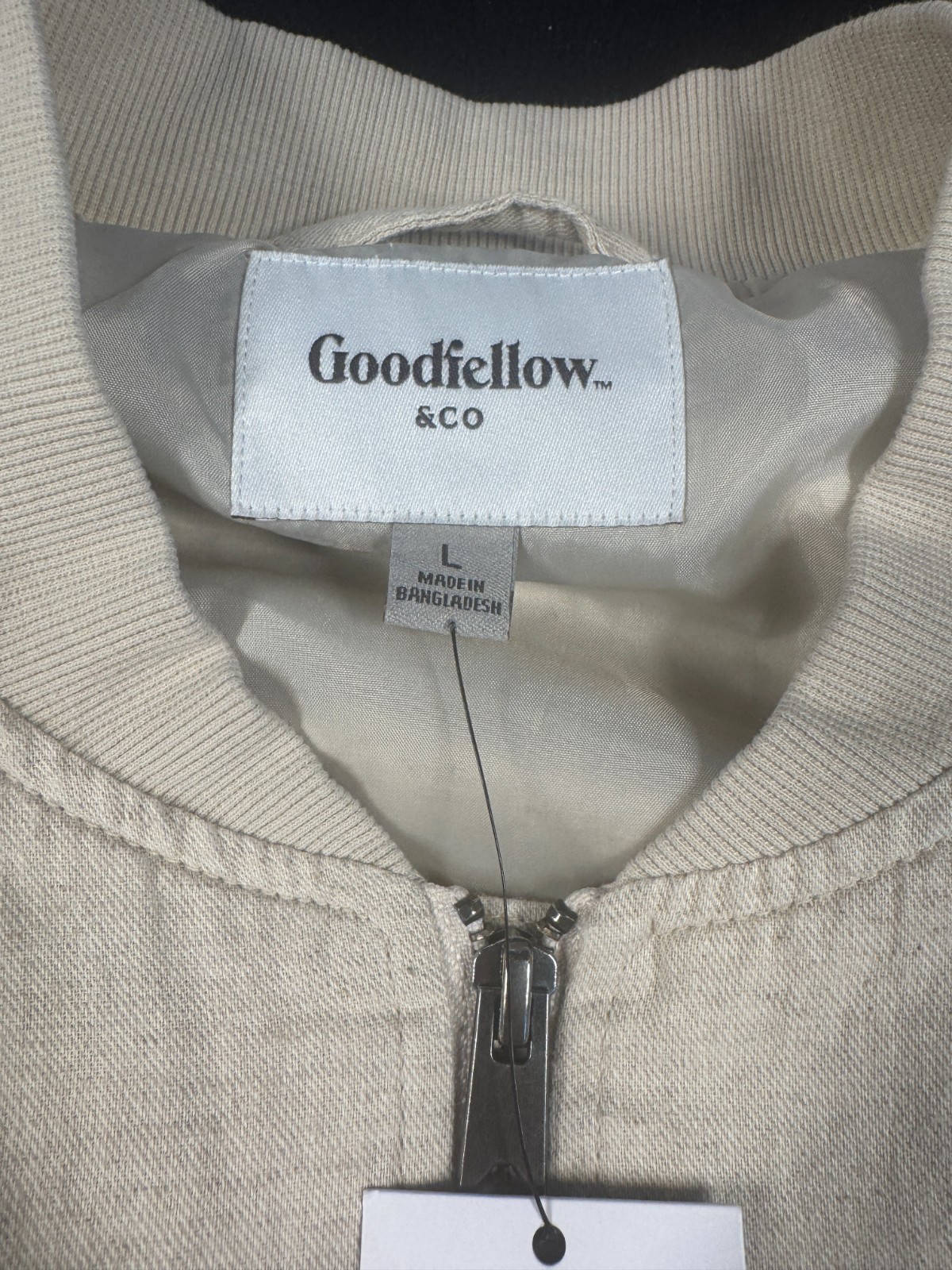 Goodfellow & Co Linen Blend Bomber Jacket Men’s L Beige Full Zip NWT 0362