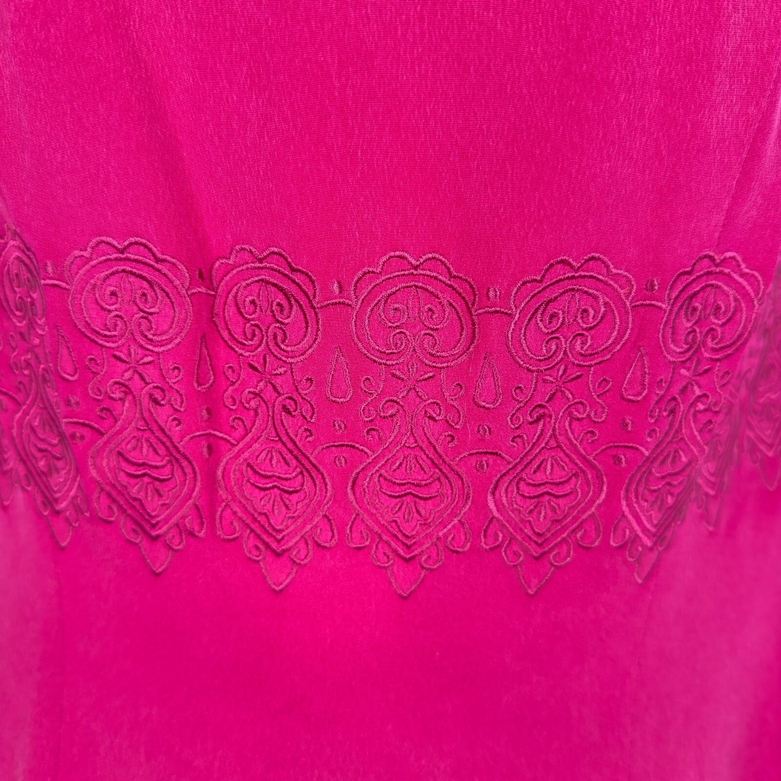 Vintage Talbots Silk Midi Sheath Dress Pink Embroidered Waist Y2K Petite Size 8P