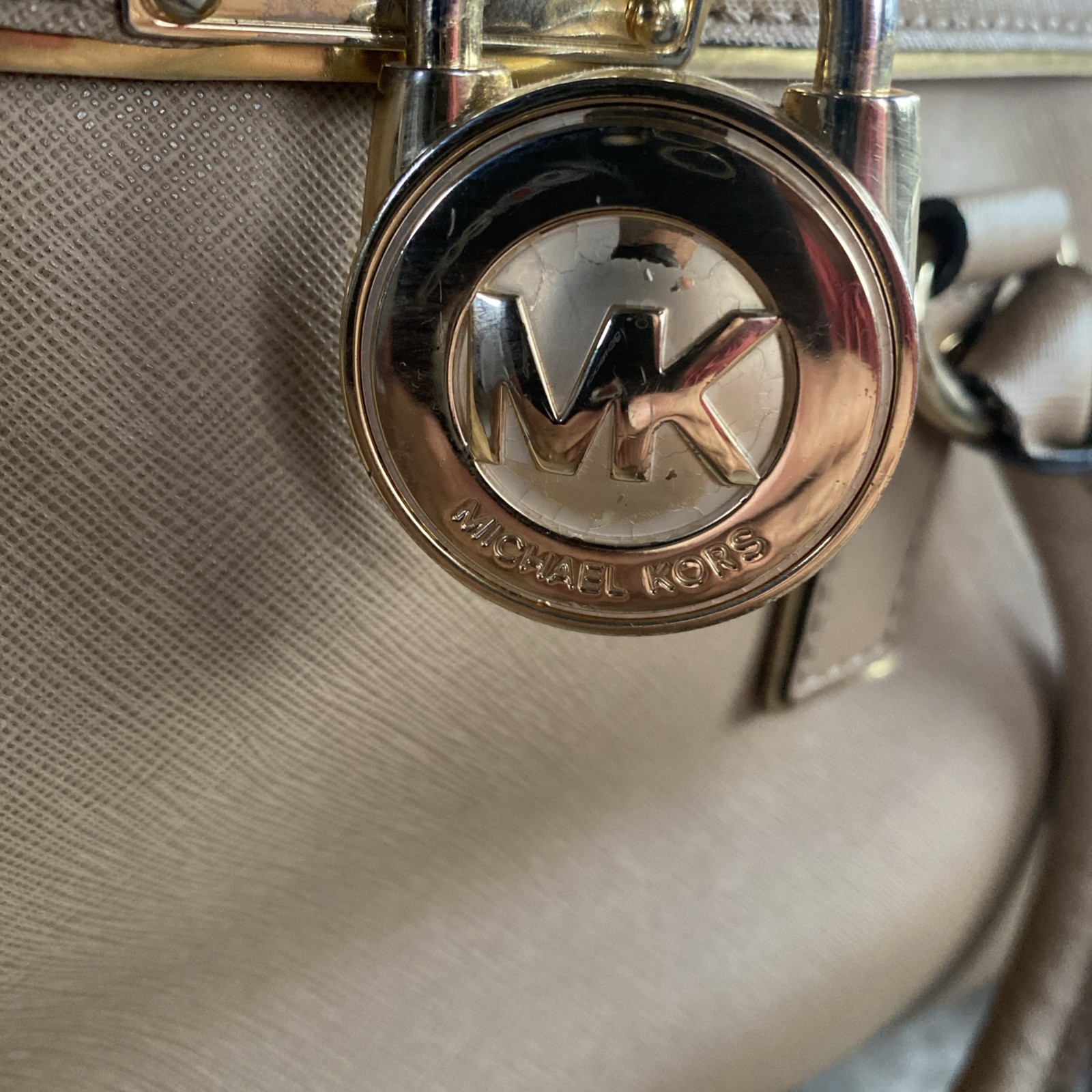 MICHAEL KORS Hamilton Medium Lock and Key Leather Bag Satchel/Shoulder Bag Brown