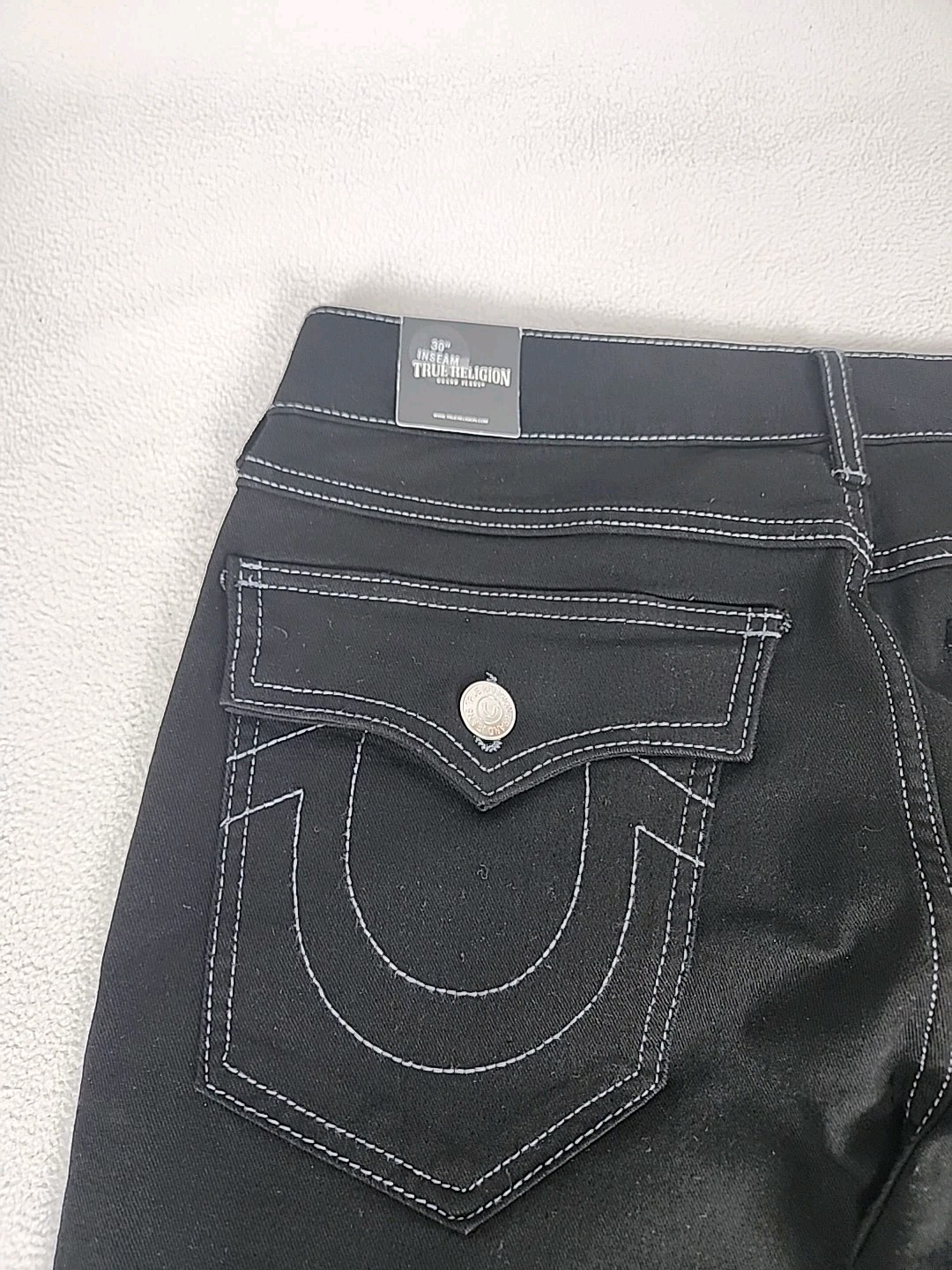 True Religion Ricky Relaxed Straight Denim Jeans 32X30 Men’s Black Flap Stretch