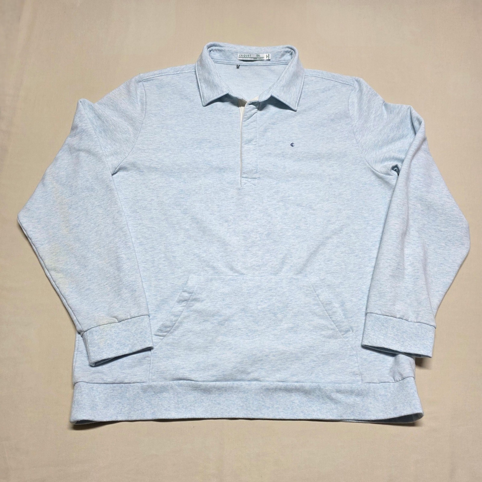 Criquet Men XXL Light Mint Pullover Collared Kangaroo Pocket Casual Sweatshirt
