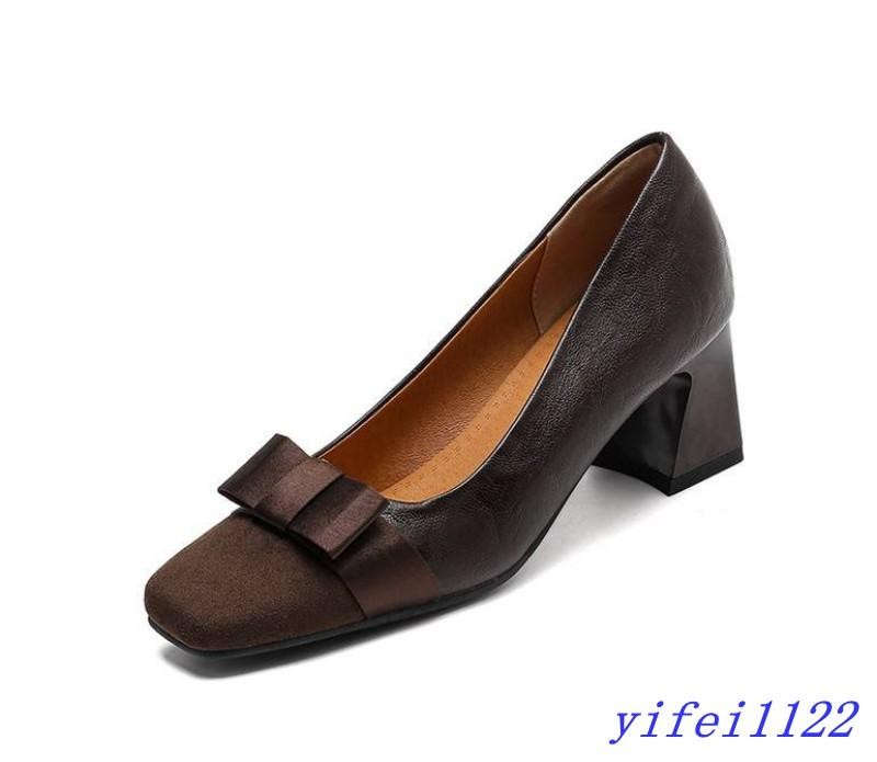 Womens Bowtie Square Toe Pumps Dress Casual Office Ladies Club Formal Work Shoes