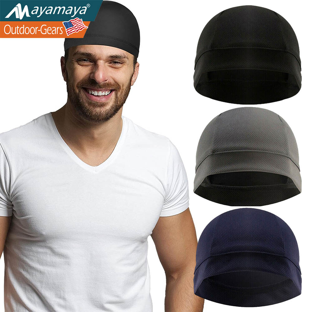3PCS Skull Cap Helmet Liner Running Cycling Beanie Hat Sweat Wicking Men Women