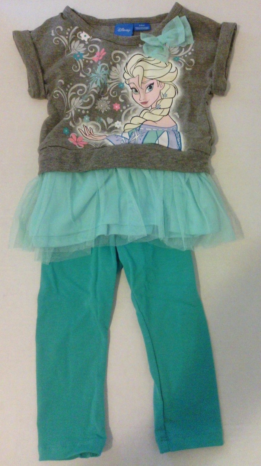 Frozen Girls TuTu/Leggings Bow Shirt Tulle Ribbon Ruffle Outfit Sz 24M 2T NWOT