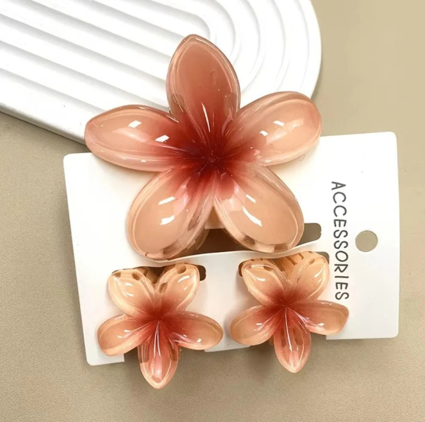 18pcs Gradient Flower Hair Clips Candy Color Claw Set 8cm/4cm for Daily Use