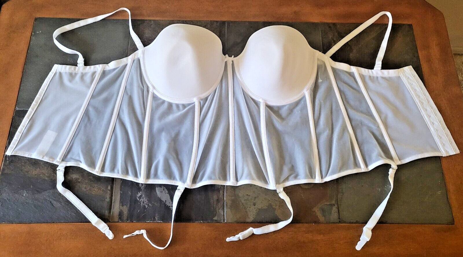46DD Carnival Full Coverage Underwire Sheer Torsolette 428 w/ Removable Garters