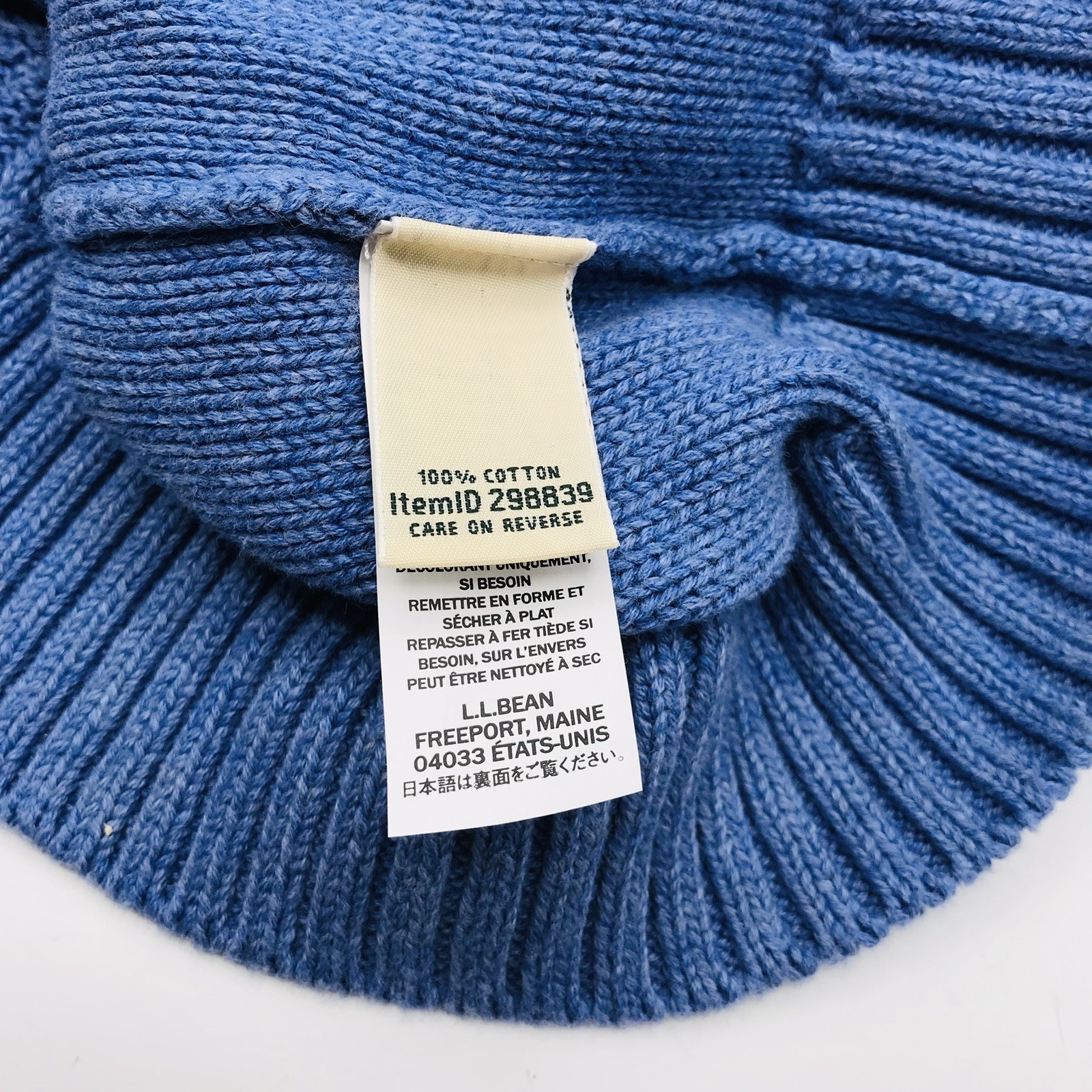 LL Bean Women’s Cable Knit Sweater Blue Fisherman Cotton Size XL