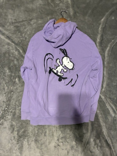 Thrill Seeker Purple Snoopy Peanuts Graphic Print Pullover Hoodie L