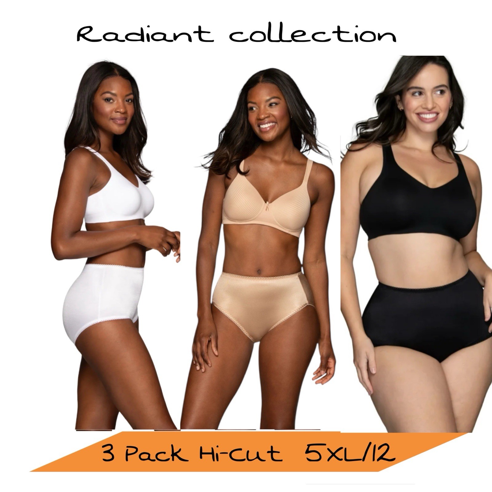 NEW Vanity Fair Radiant Collection Light Control Undershapers 3 Pack Hi-Cut 5XL