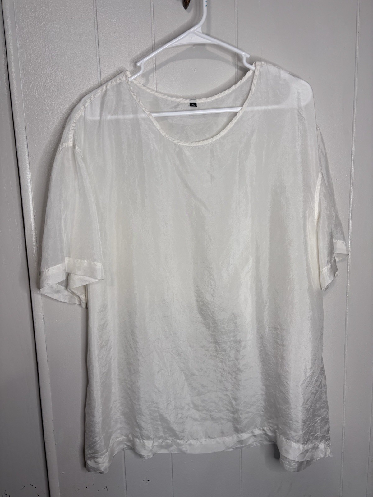 Silk Top XL Minimalist Tunic Coastal Resort Palm Airy Rustic Boxy travelers tree