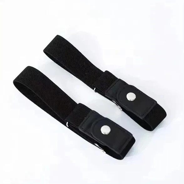 2 Pack No Buckle Elastic Belt Invisible Loop Belt for Jeans Pants