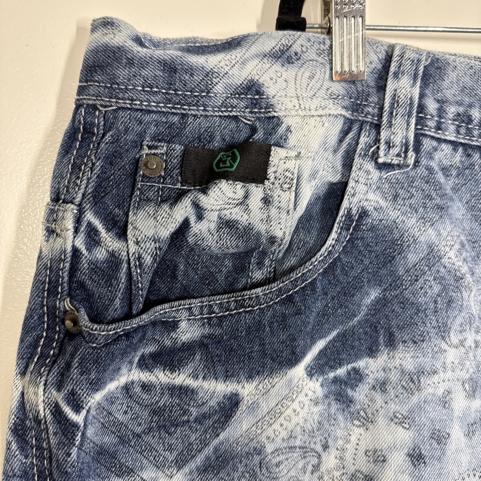 Switch Remarkable Jean Shorts Men’s 50 Blue Paisley Denim Grunge 90’s Hip Hop