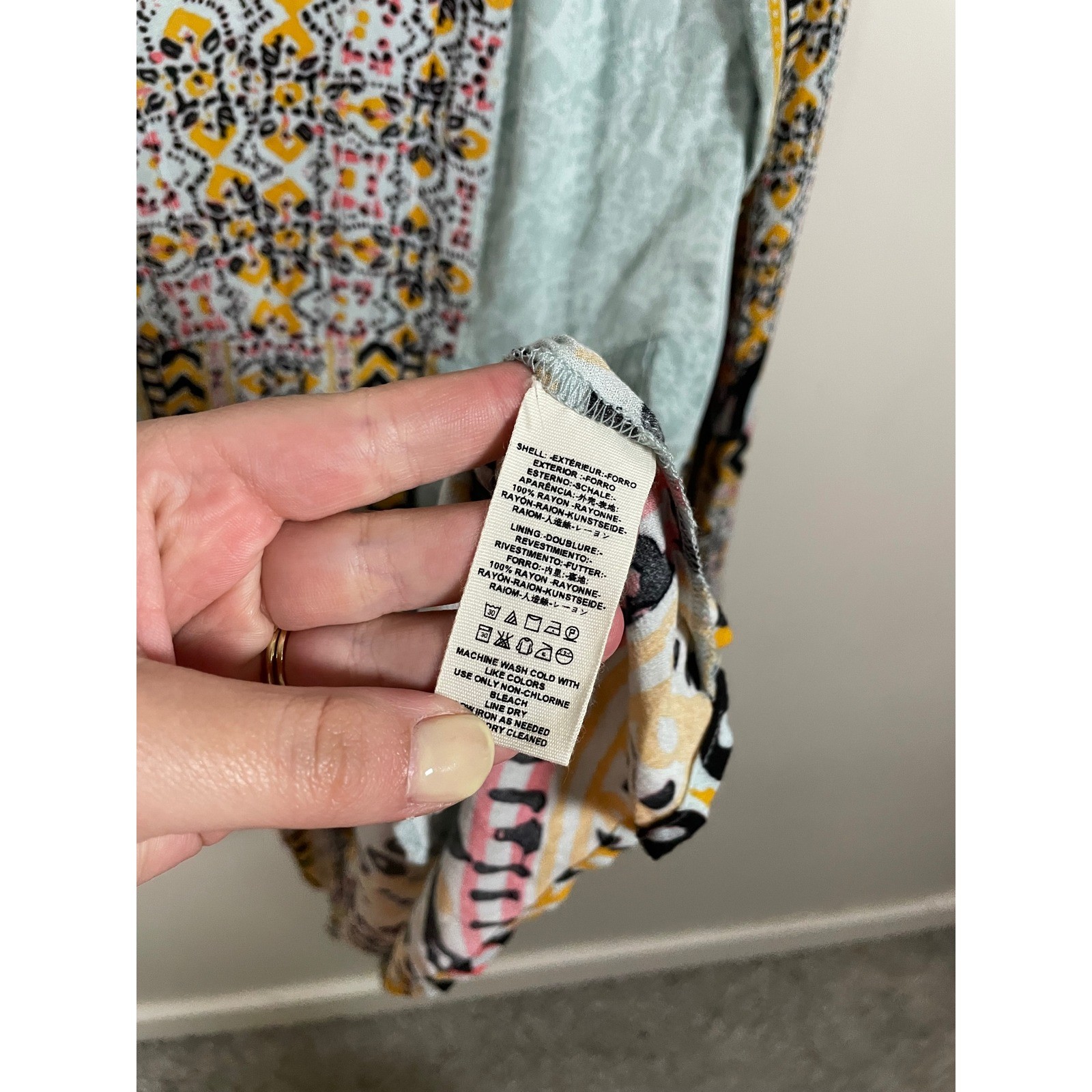 Free People Tegan Border Print Long Sleeve Mini Dress Size 2 Bohemian