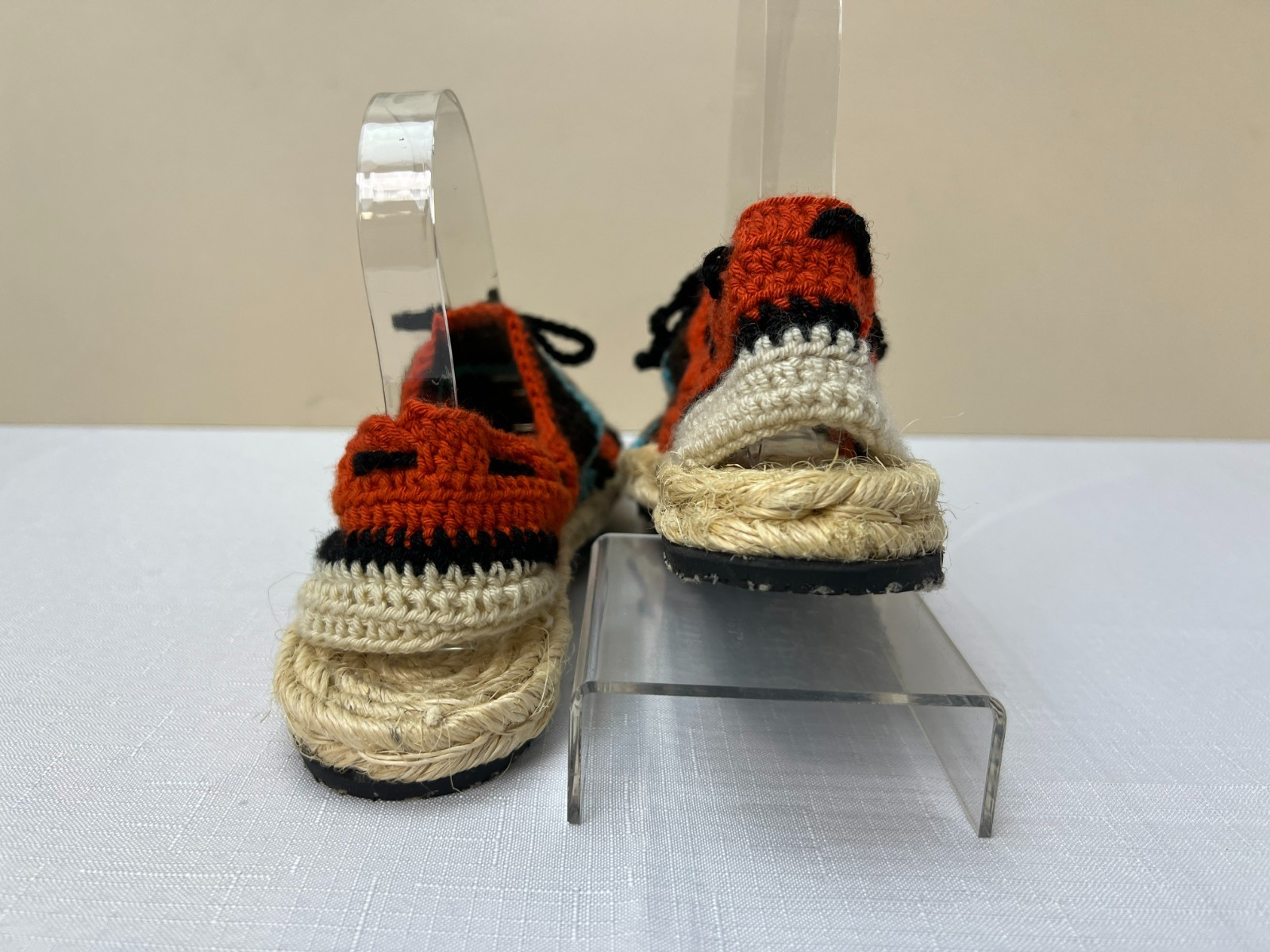 Marni Crochet Sling Back Flats Multi Color Raffia Braid Insole + Pouch SZ 8
